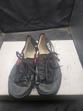 Feiyue Black Canvas Sneakers with Red Accent